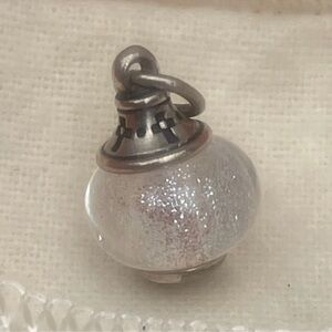 James Avery Silver and White Faith Art Glass finial Charm